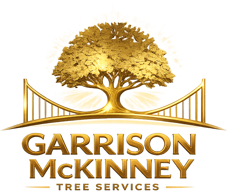 Garrison McKinney Tree Services gold logo